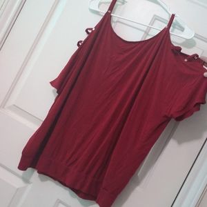 NY&Co. Soho Red cold shoulder top